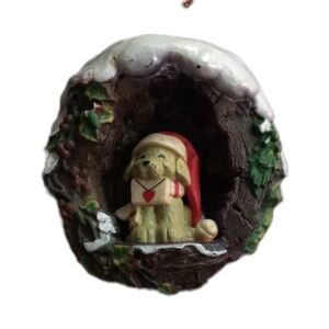 Festive Dog Ornament with Santa Hat